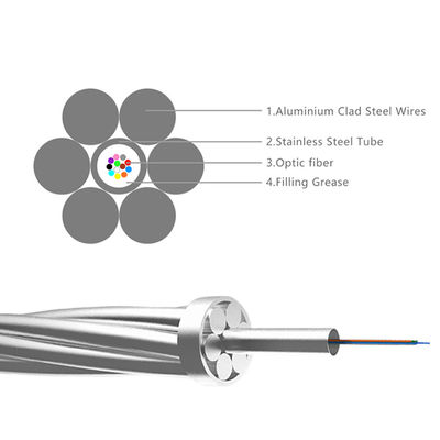 Cabo OPGW de 48 núcleos Tubo central de aço inoxidável com seção transversal de 70 mm²