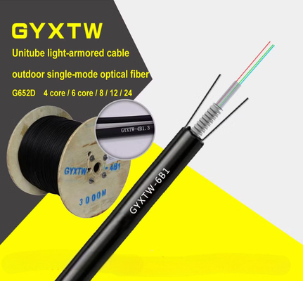 GYXTW cabo de fibra óptica exterior 2 ~ 24 núcleo de modo único tubo central blindado solto para instalação aérea e de dutos