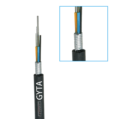G652D Single Mode GYTA 12-Core Outdoor Blinded Fiber Optic Cable Loose Tube Stranded Aluminum Tape Blinded PE Jacket Adequado para redes de backbone de longa distância