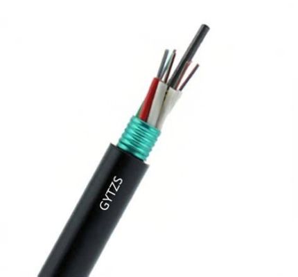 Cabo de Fibra Óptica GYTS para Exterior 2~144 Fios, Cabo Blindado com Fita de Aço para Instalação em Duto ou Aérea