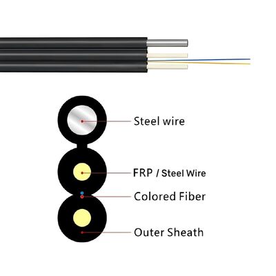 FTTH Outdoor Drop Cable GJYXFCH 2 Core G657A1 com Metal Wire Messenger